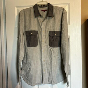 7 For All Mankind men’s gray long sleeve button down shirt size large